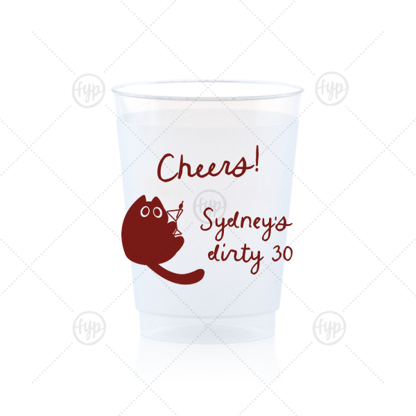 Birthday Cheers Cat Martini Cup 10-oz. Frosted Cup (Ink)