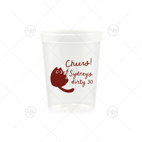 Birthday Cheers Cat Martini Cup 16-oz. Stadium Cup (Ink)