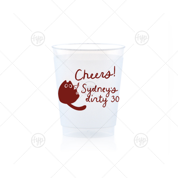 Birthday Cheers Cat Martini Cup 5-oz. Frosted Cup (Ink)