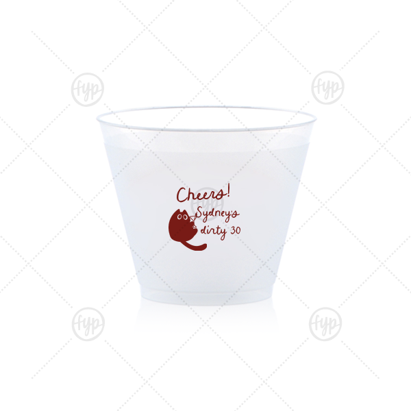Birthday Cheers Cat Martini Cup 9-oz. Frosted Cup (Ink)