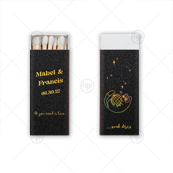 Disco Cat Wedding Matchbook Mini Matchbox (Foil)