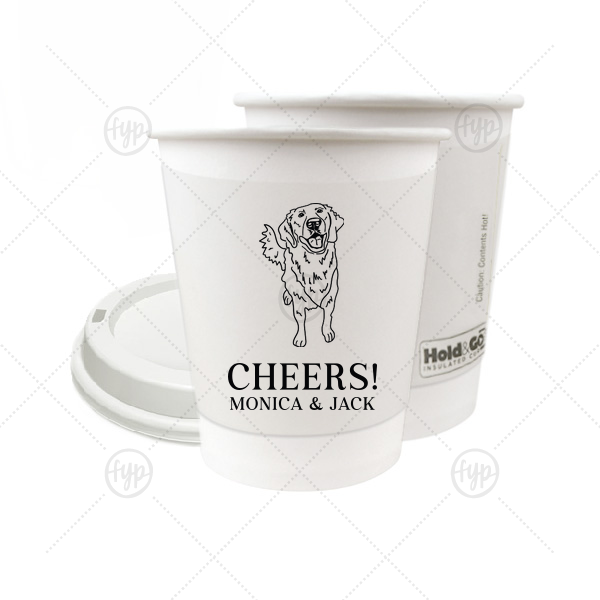 Golden Retriever Wedding Cup 8-oz. Double Wall Paper Hot Cup (Ink)