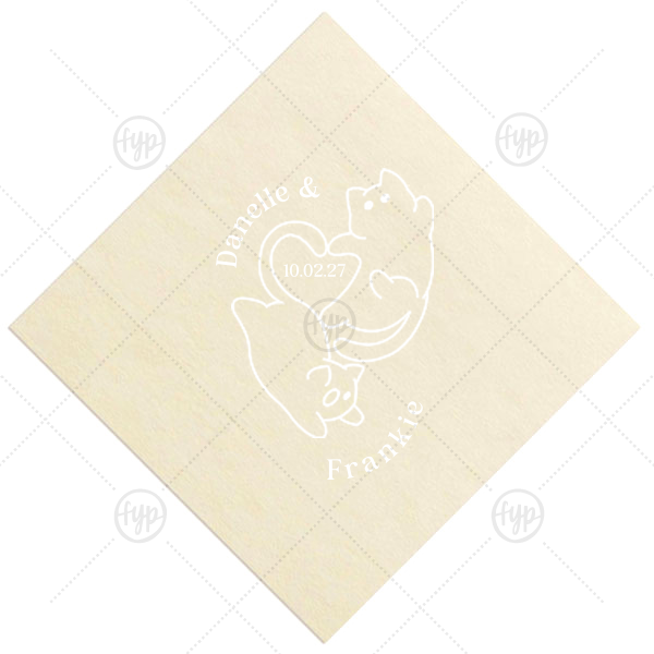 Cat Tails of Love Wedding Napkin Cocktail Napkin (Foil)