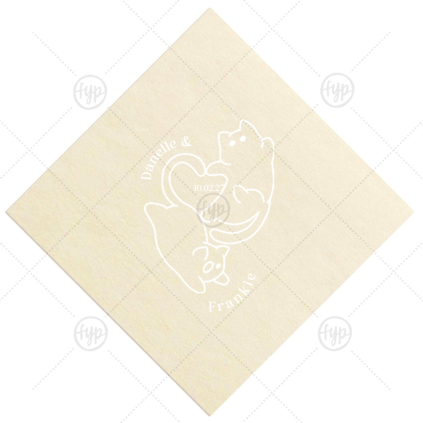 Cat Tails of Love Wedding Napkin Luncheon Napkin (Foil)