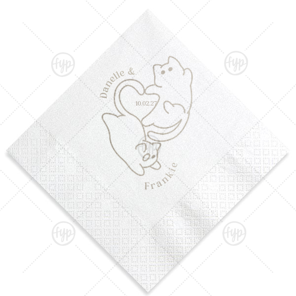 Cat Tails of Love Wedding Napkin Luncheon Napkin (Foil)