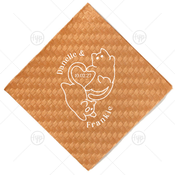 Cat Tails of Love Wedding Napkin Cocktail Napkin (Foil)