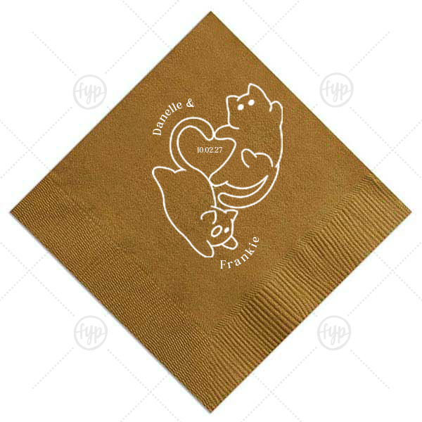 Cat Tails of Love Wedding Napkin Dinner Napkin (Foil)