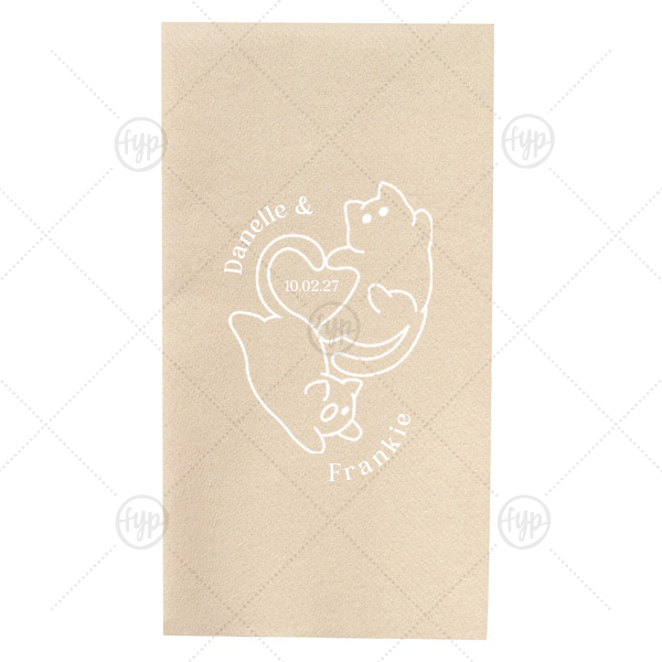 Cat Tails of Love Wedding Napkin Paper Guest Towel (Foil)