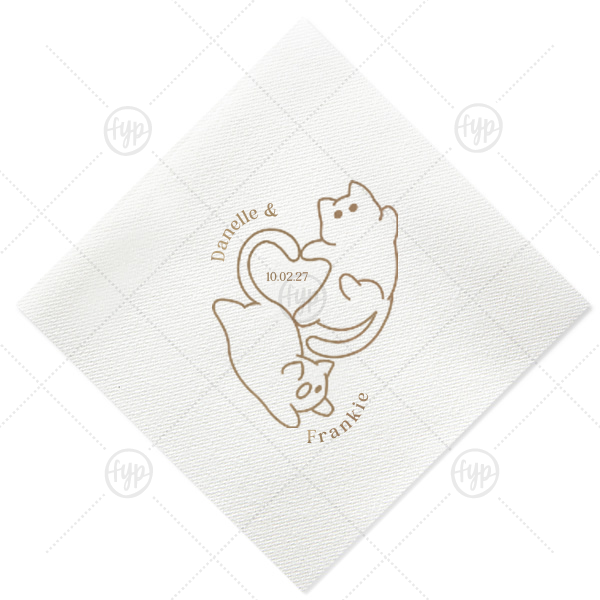 Cat Tails of Love Wedding Napkin Extra-Large Dinner Napkin (Foil)