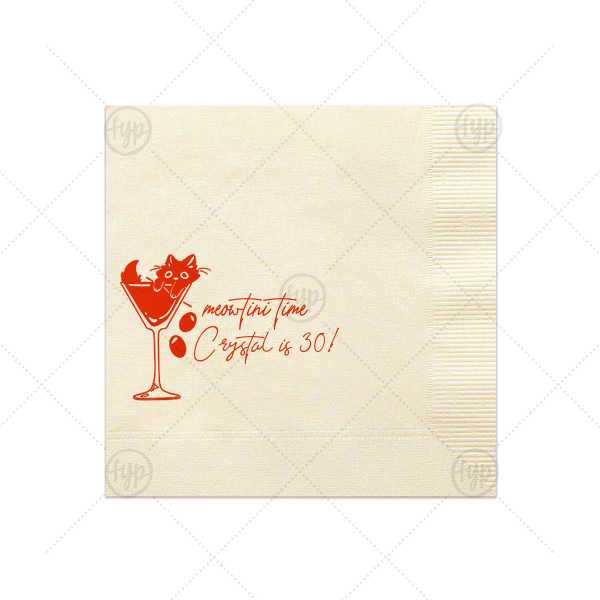 Meowtini Time Birthday Napkin Luncheon Napkin (Foil)