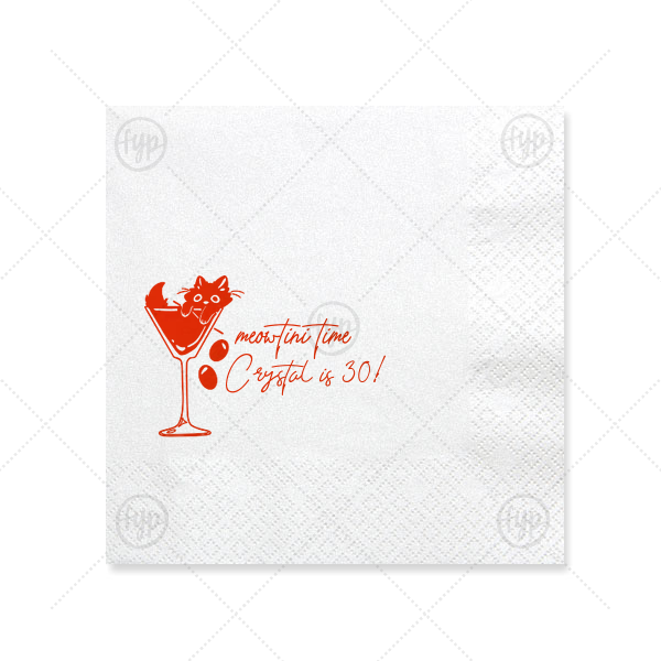 Meowtini Time Birthday Napkin Luncheon Napkin (Foil)