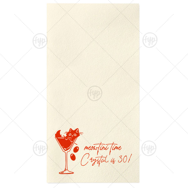 Meowtini Time Birthday Napkin Paper Guest Towel (Foil)