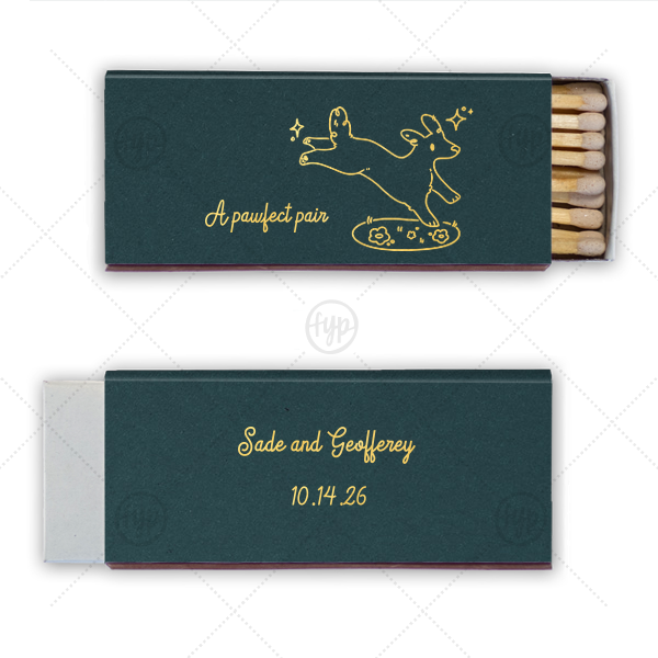 Pawfect Pair Wedding Matchbook Candle Matchbox (Foil)