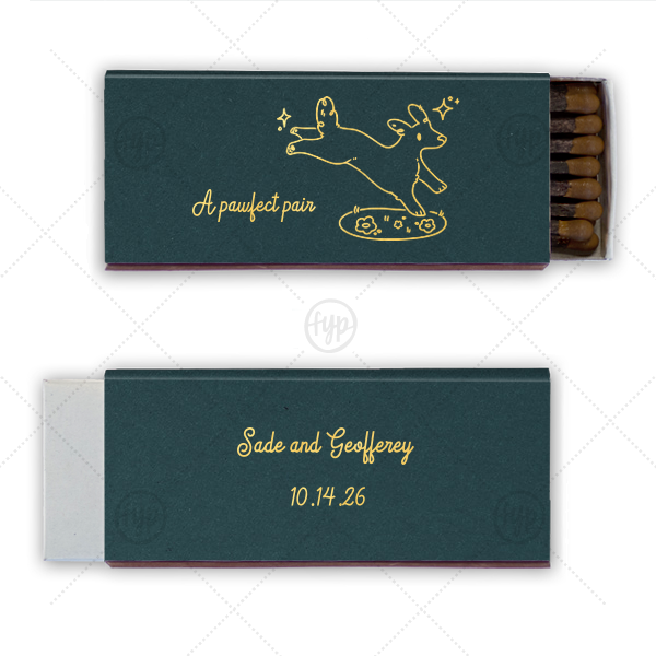 Pawfect Pair Wedding Matchbook Cigar Matchbox (Foil)