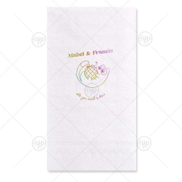Disco Cat Wedding Napkin Guest Hand Towel (Foil)