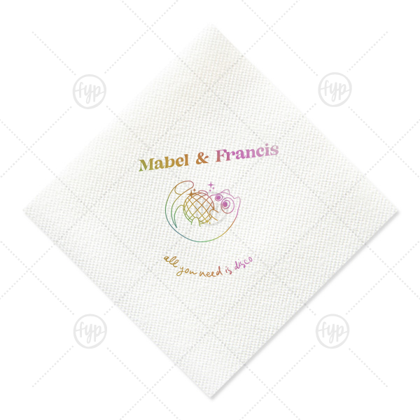 Disco Cat Wedding Napkin Petite Cocktail Napkin (Foil)