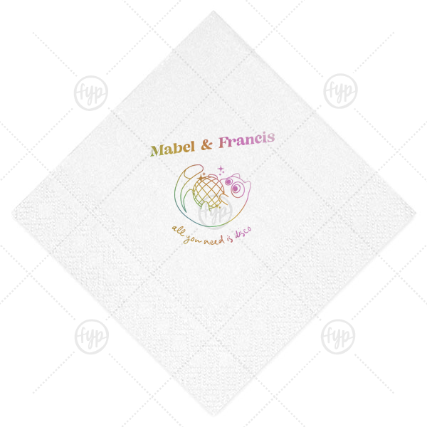 Disco Cat Wedding Napkin Cocktail Napkin (Foil)