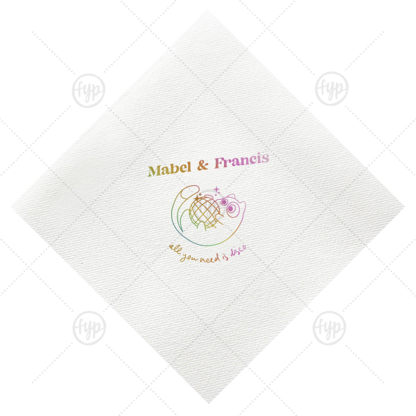 Disco Cat Wedding Napkin Cocktail Napkin (Foil)