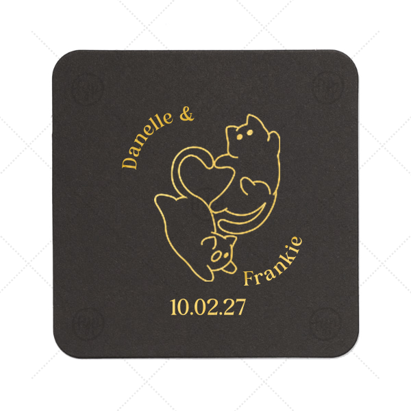 Cat Tails of Love Coaster Square Coaster (Foil)