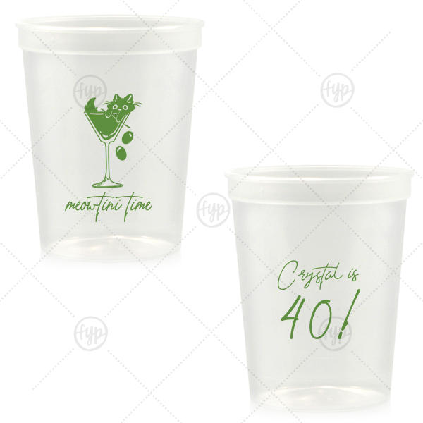 Meowtini Time Birthday Cup 16-oz. Stadium Cup (Ink)
