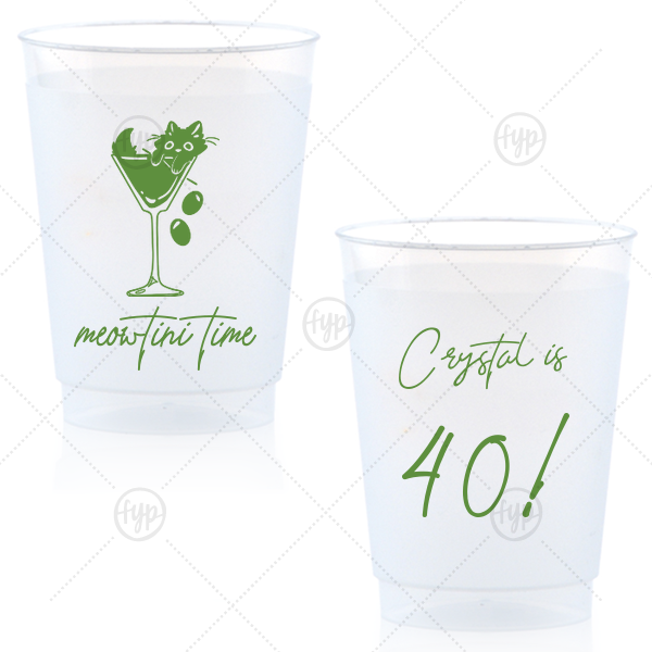 Meowtini Time Birthday Cup 10-oz. Frosted Cup (Ink)