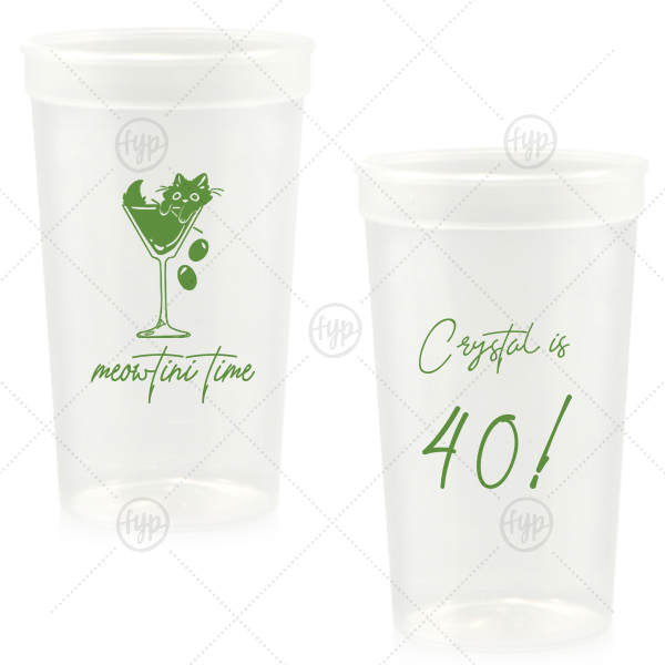 Meowtini Time Birthday Cup 22-oz. Stadium Cup (Ink)