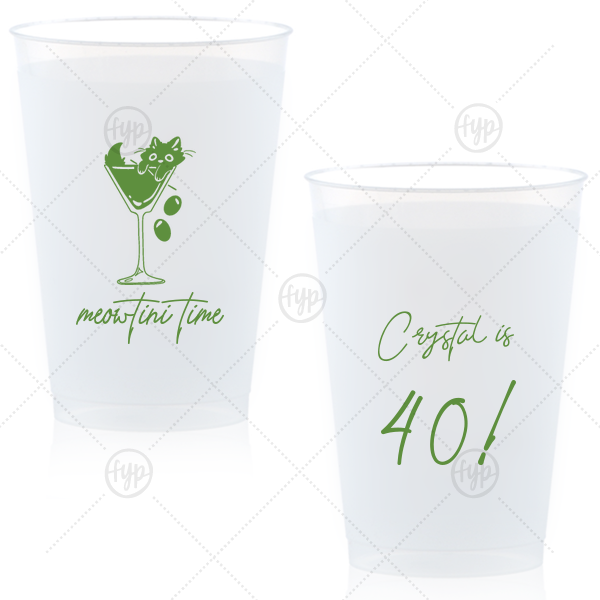 Meowtini Time Birthday Cup 12-oz. Frosted Cup (Ink)