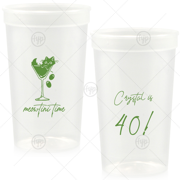 Meowtini Time Birthday Cup 32-oz. Stadium Cup (Ink)