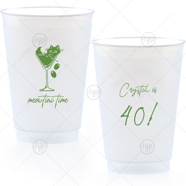 Meowtini Time Birthday Cup 20-oz. Frosted Cup (Ink)