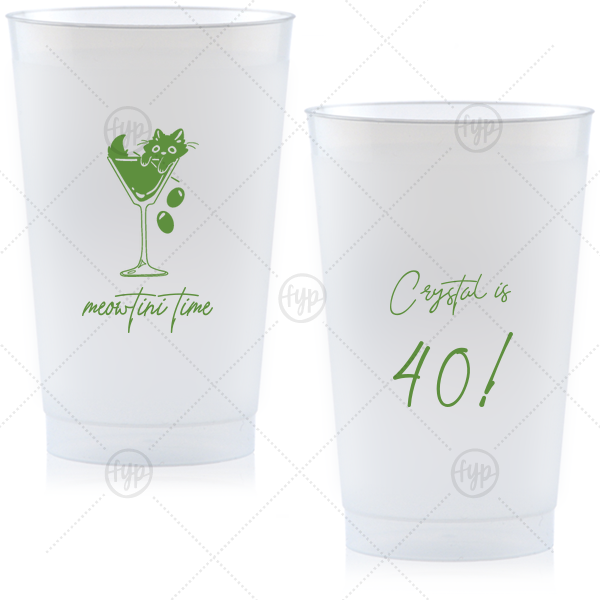 Meowtini Time Birthday Cup 24-oz. Frosted Cup (Ink)