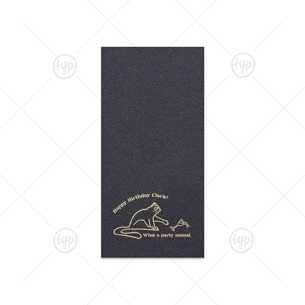 Party Animal Spill Napkin Folded Dinner Napkin (Foil)