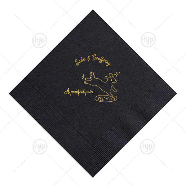 Pawfect Pair Wedding Napkin Cocktail Napkin (Foil)