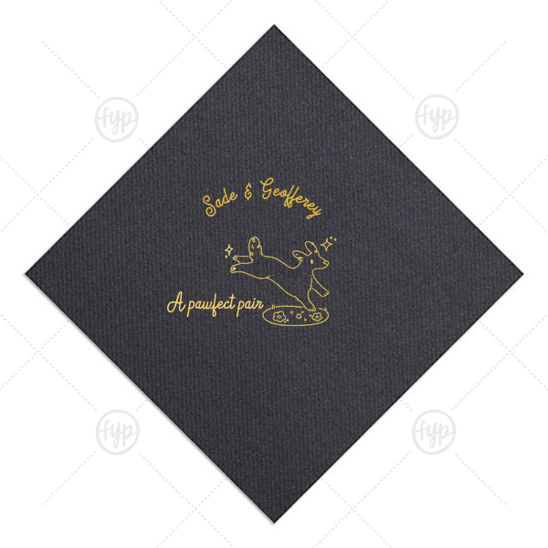Pawfect Pair Wedding Napkin Petite Cocktail Napkin (Foil)