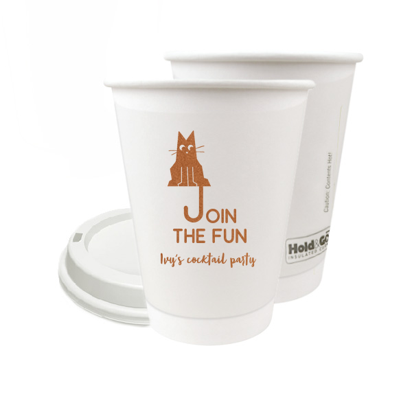 Cat Join the Fun Cup 12-oz. Double Wall Paper Hot Cup (Ink)