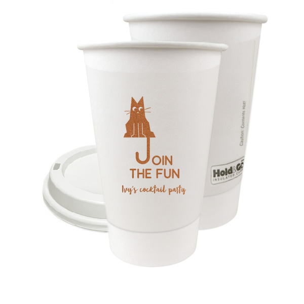 Cat Join the Fun Cup 16-oz. Double Wall Paper Hot Cup (Ink)