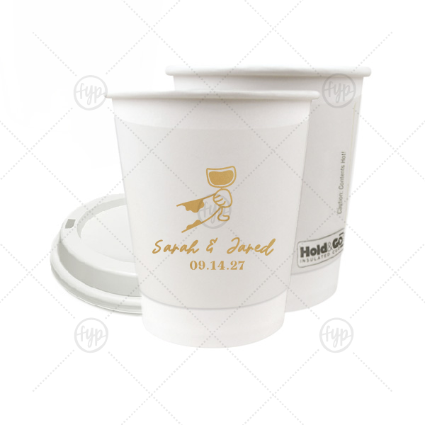 Toasting Hands Wedding Cup 8-oz. Double Wall Paper Hot Cup (Ink)