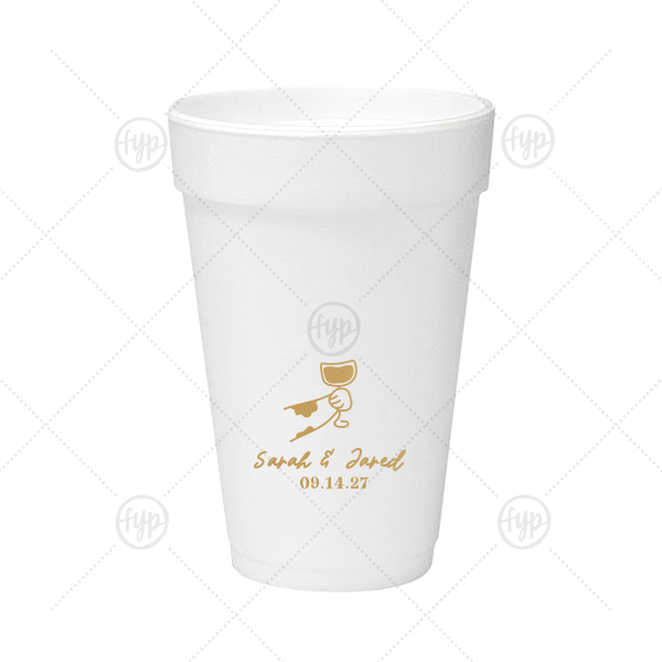 Toasting Hands Wedding Cup 16-oz. Styrofoam Cup (Ink) 