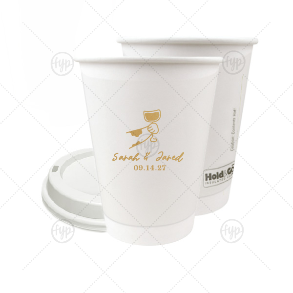 Toasting Hands Wedding Cup 12-oz. Double Wall Paper Hot Cup (Ink)