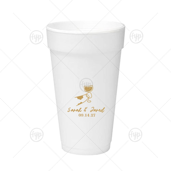 Toasting Hands Wedding Cup 20 oz Styrofoam Cup