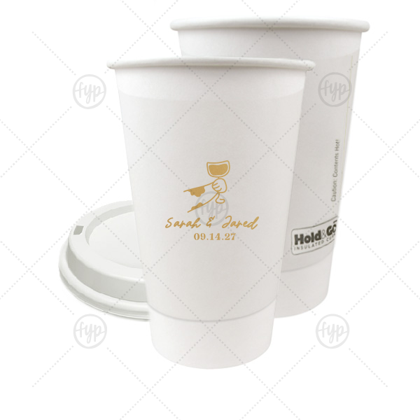 Toasting Hands Wedding Cup 16-oz. Double Wall Paper Hot Cup (Ink)