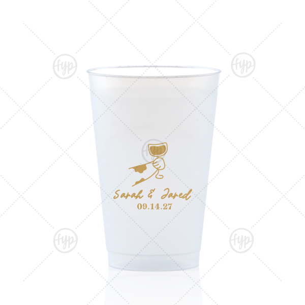 Toasting Hands Wedding Cup 14-oz. Frosted Cup (Ink)