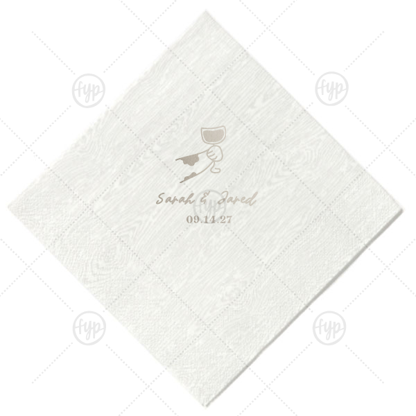 Toasting Hands Wedding Napkin Cocktail Napkin (Foil)