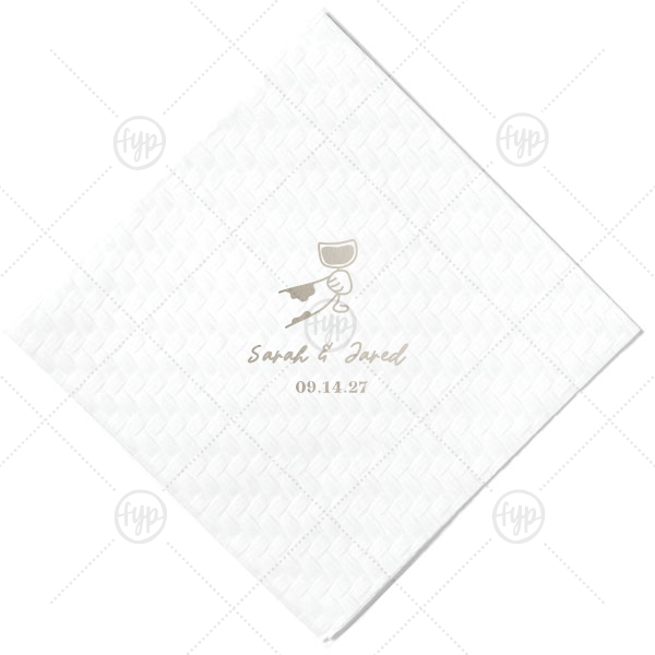 Toasting Hands Wedding Napkin Cocktail Napkin (Foil)