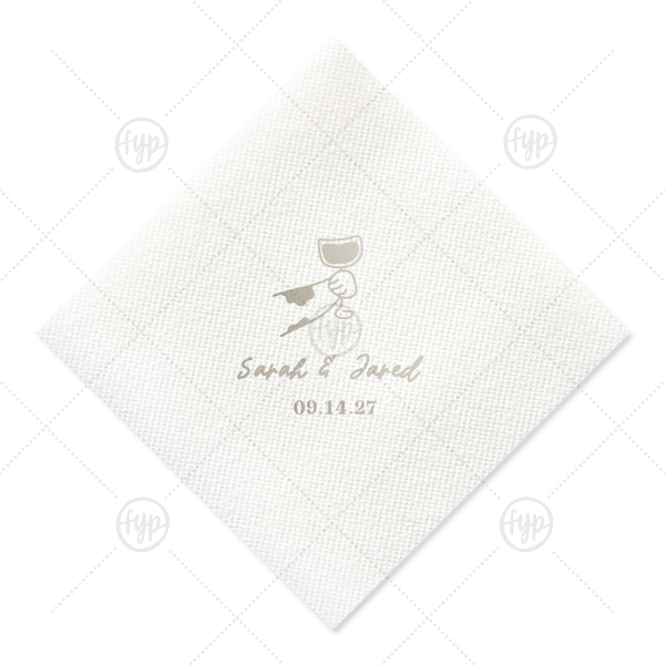 Toasting Hands Wedding Napkin Petite Cocktail Napkin (Foil)
