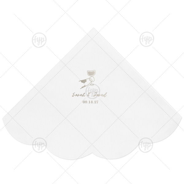 Toasting Hands Wedding Napkin Scalloped Luncheon Napkin (Foil)