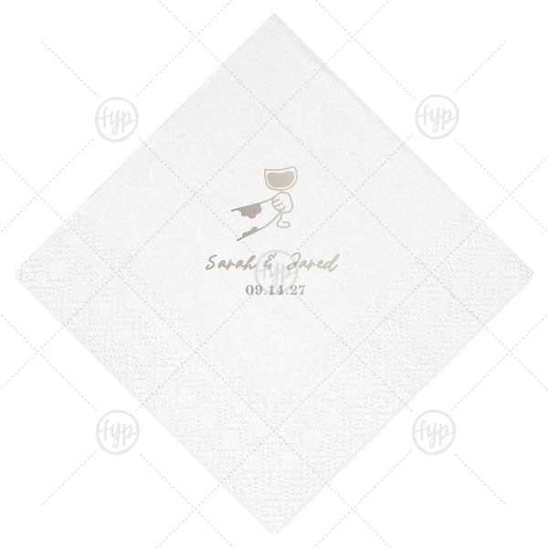 Toasting Hands Wedding Napkin Cocktail Napkin (Foil)