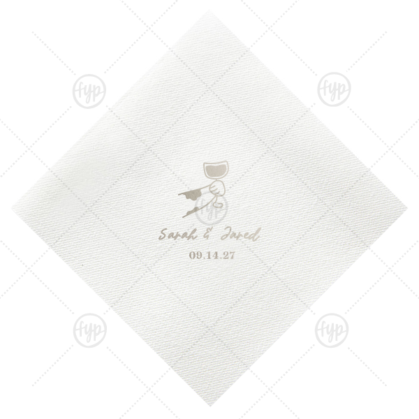 Toasting Hands Wedding Napkin Cocktail Napkin (Foil)