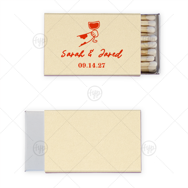 Toasting Hands Wedding Matches Classic Matchbox (Foil)