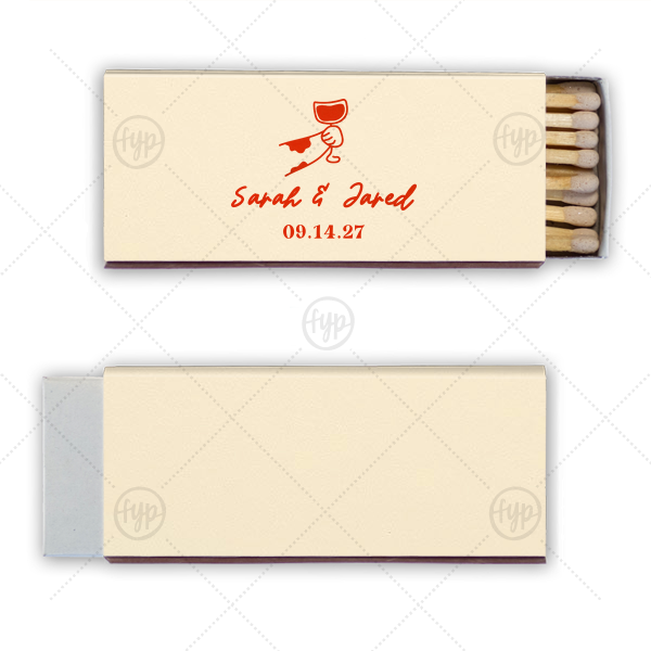 Toasting Hands Wedding Matches Candle Matchbox (Foil)