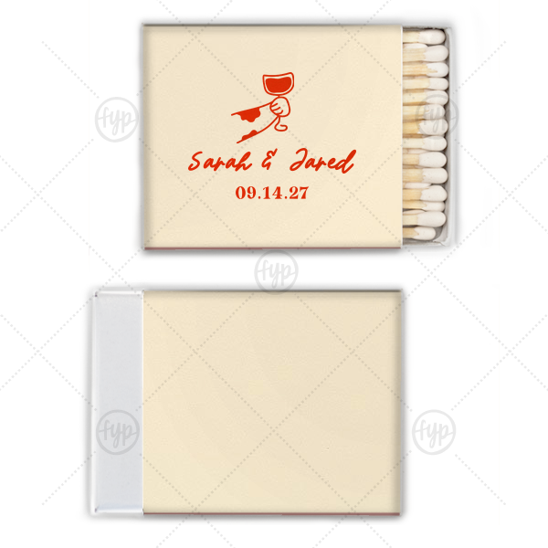 Toasting Hands Wedding Matches Square Matchbox (Foil)